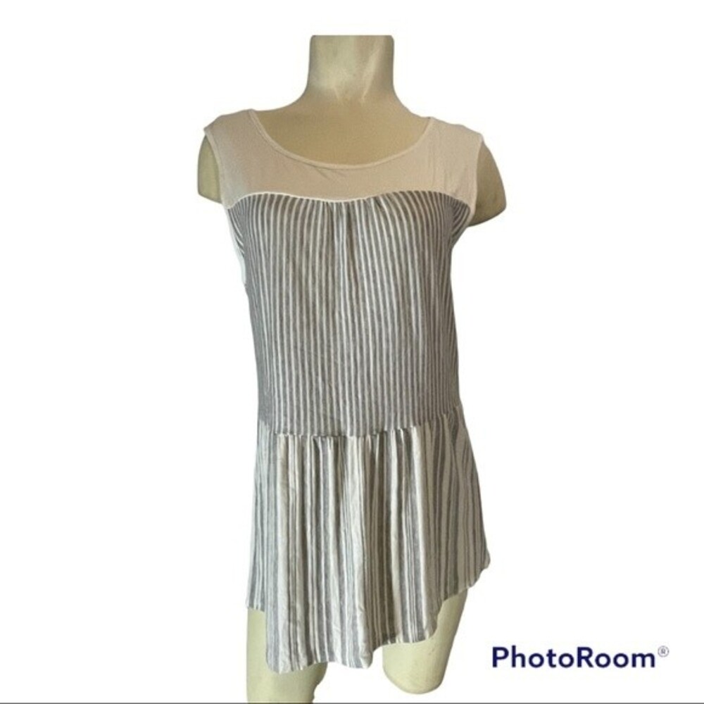 Women's Grey Striped Babydoll Tank Top Size Medium